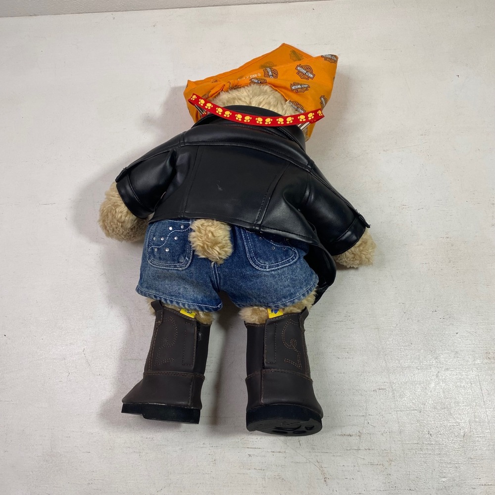 Build-A-Bear Harley Motorcycle Biker Chick Bear "Miss Kitty" Leather Jacket 18" - Picture 5 of 13